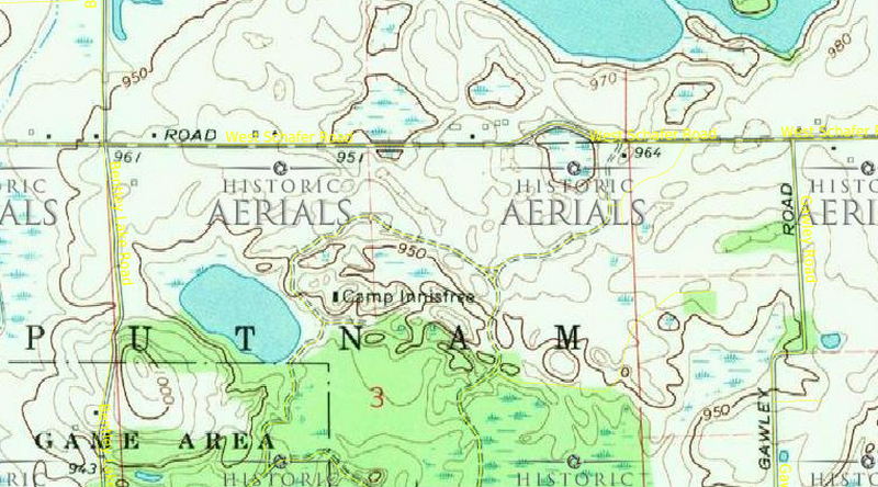 Camp Innisfree - 1970 Topo Map
